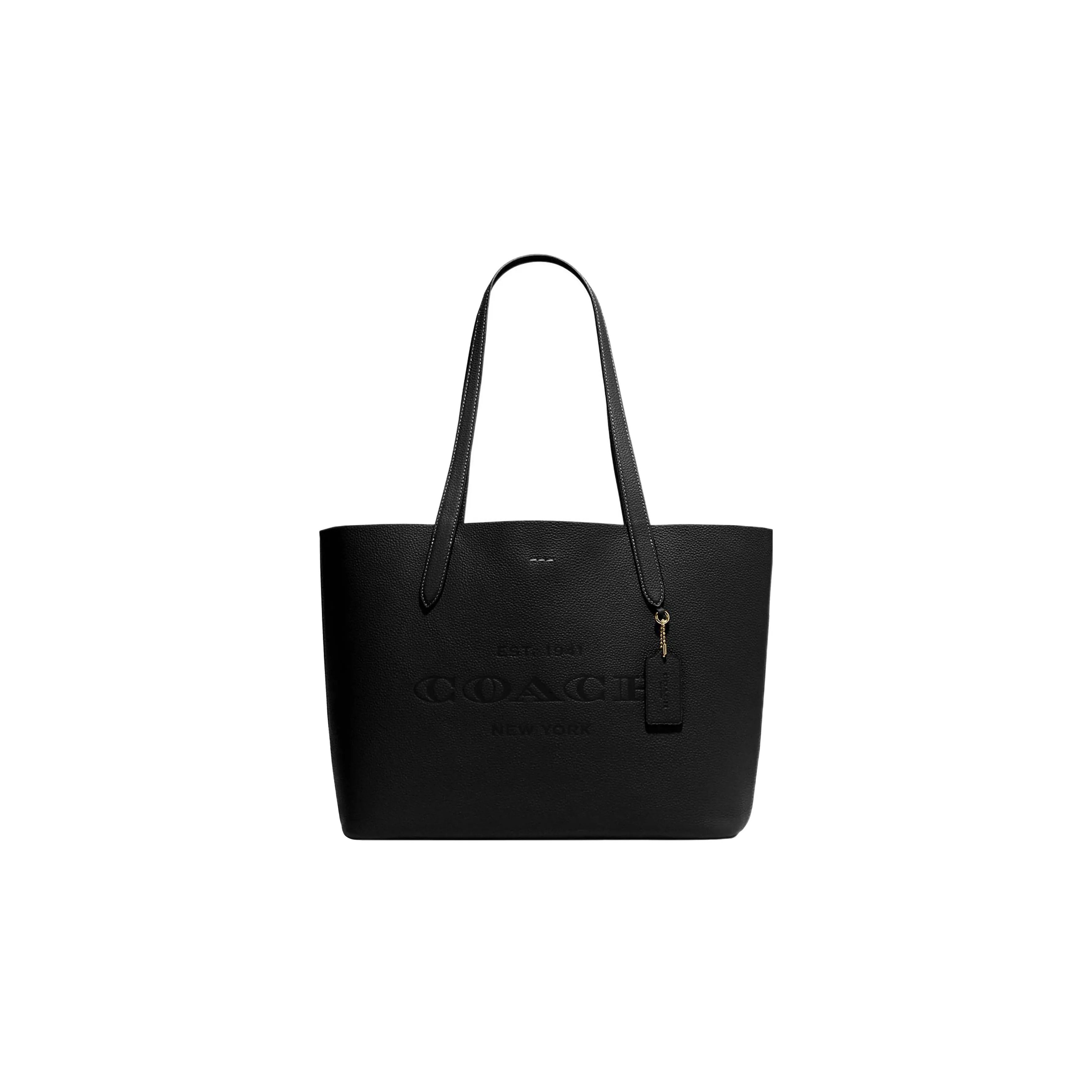 COACH Pebbled Leather Tote Bag, Shopping Bag, Handbag, Shoulder Bag Women's Black