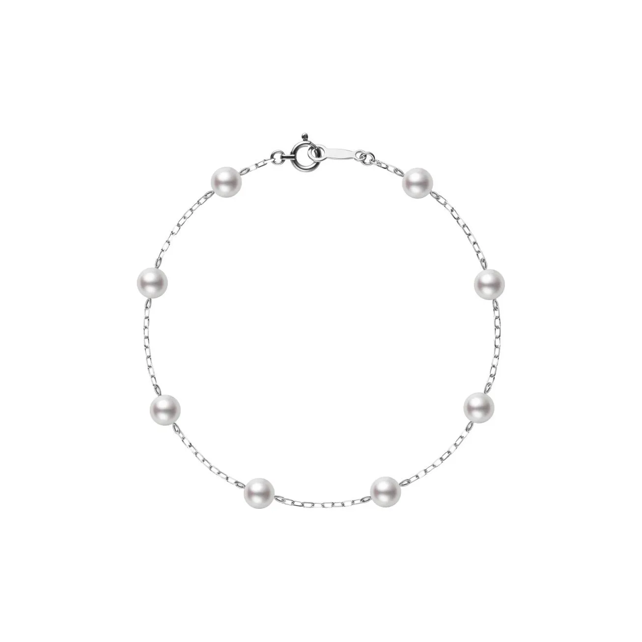 MIKIMOTO 18K White Gold Akoya Pearl Bracelets Women's Silver