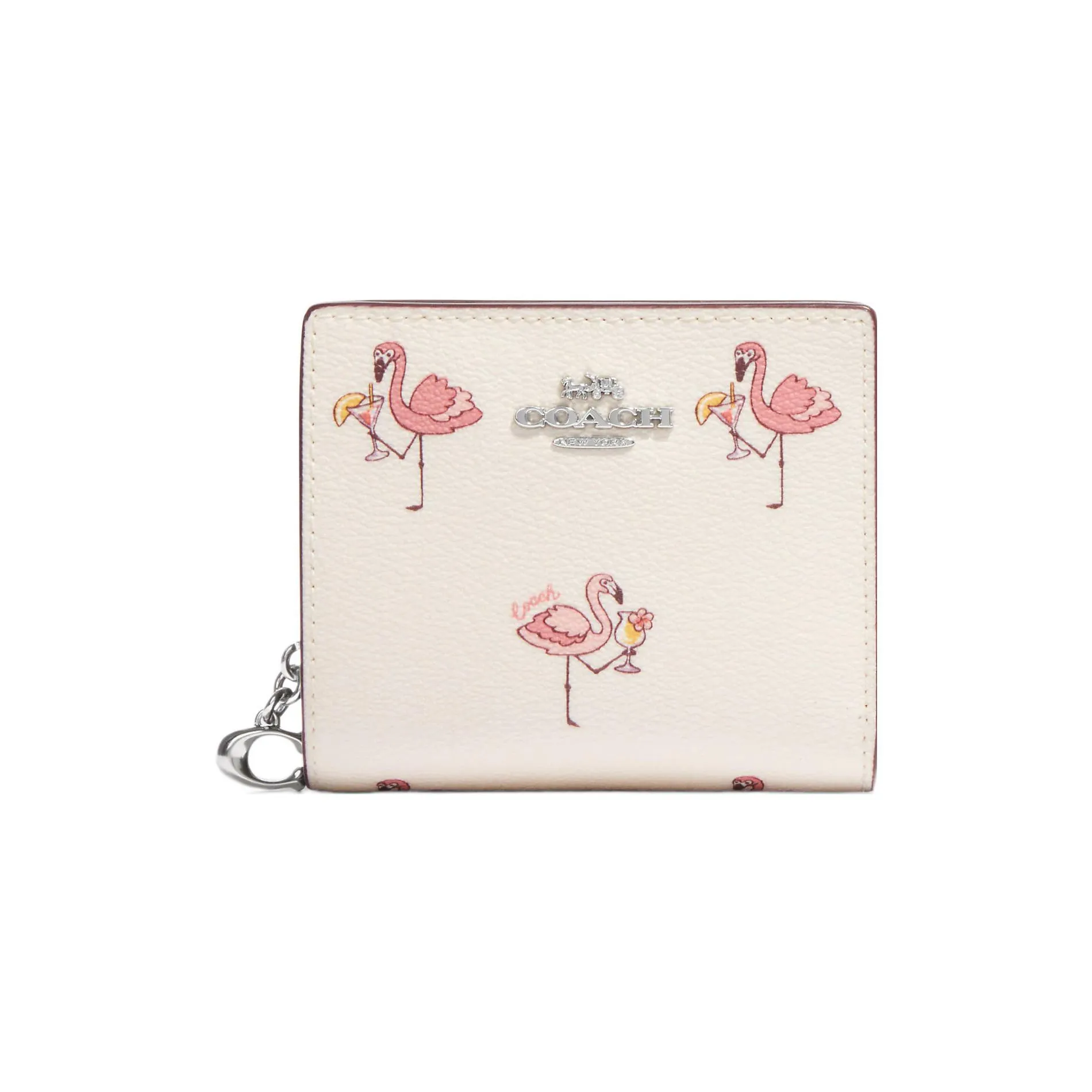 COACH Snap Wallet Кожа Мелочь Кошелек Кошелек Женский Белый