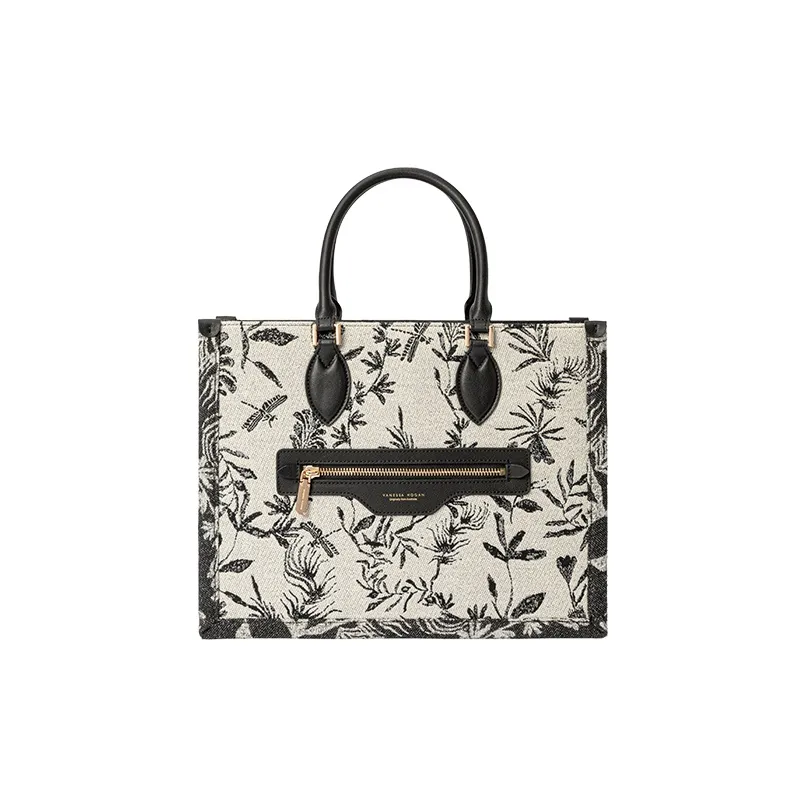 VANESSA HOGAN Монограмма Ткань Тоут Сумка Сумка для покупок Сумка Сумка через плечо Женская Черная