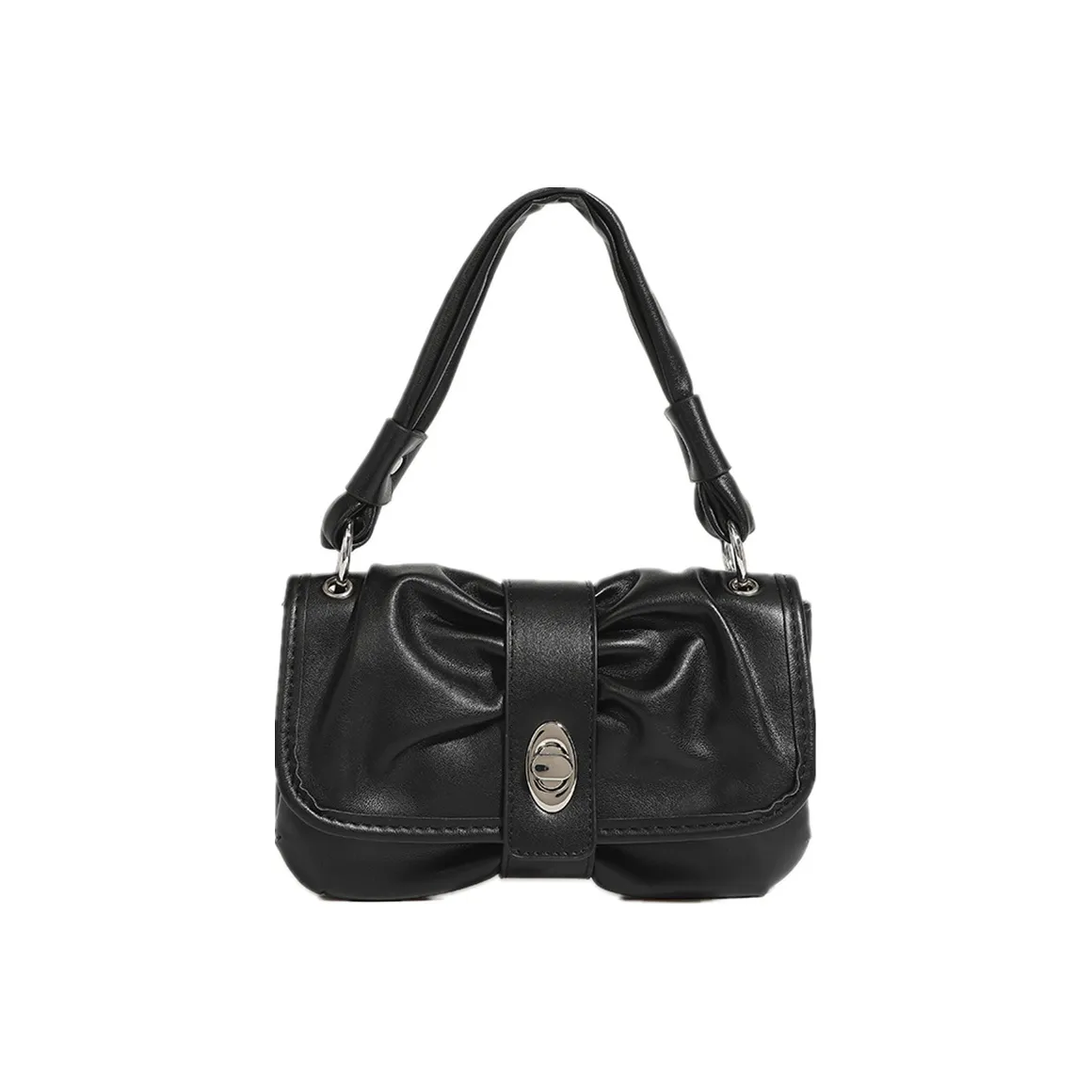NOMK Leather Trash Bag Chain Bag Shoulder Bag Portable Crossbody Bag Shoulder Bag Compagnon's Black