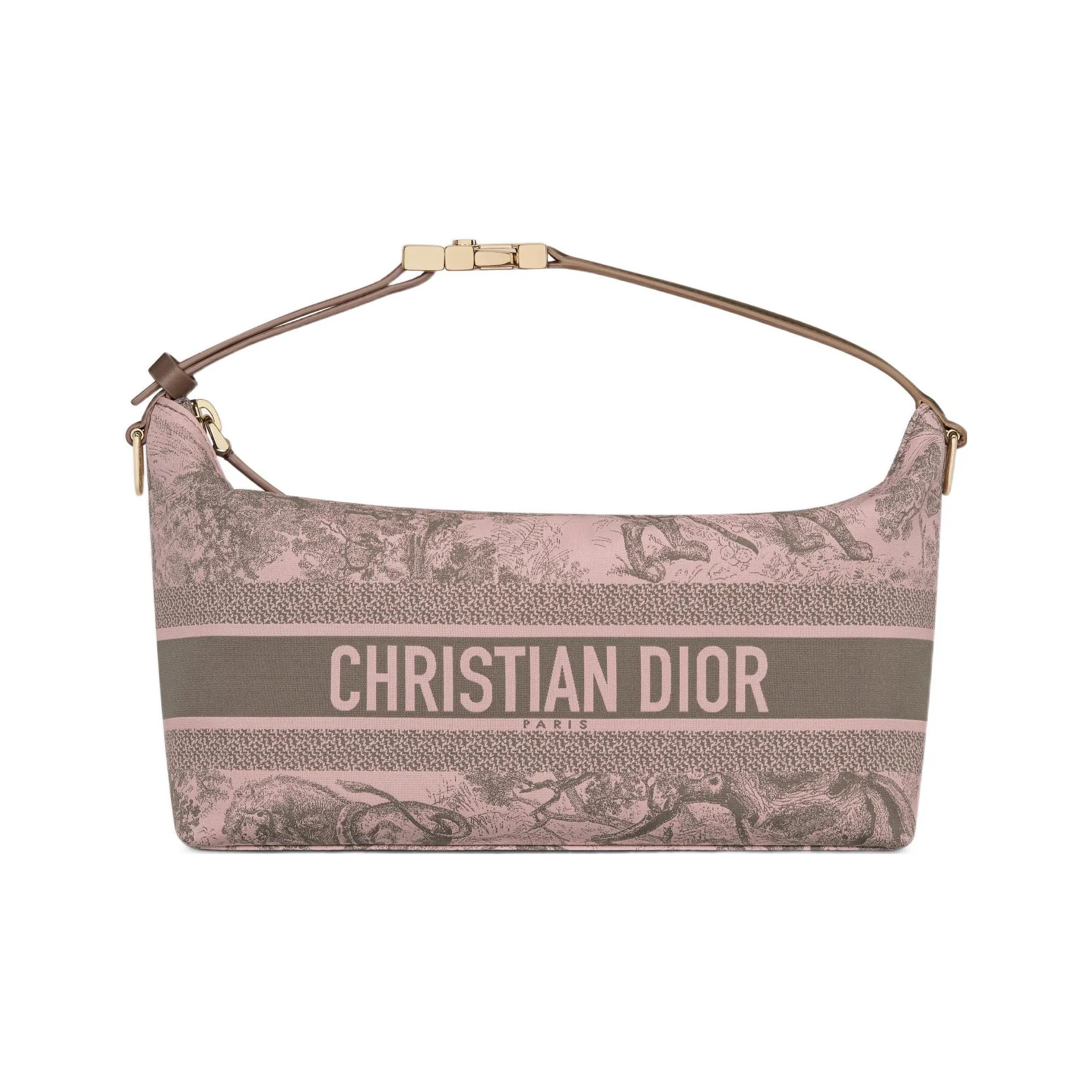 DIOR Technical Fabric Clutch Medium Size Women's Gray/Pink