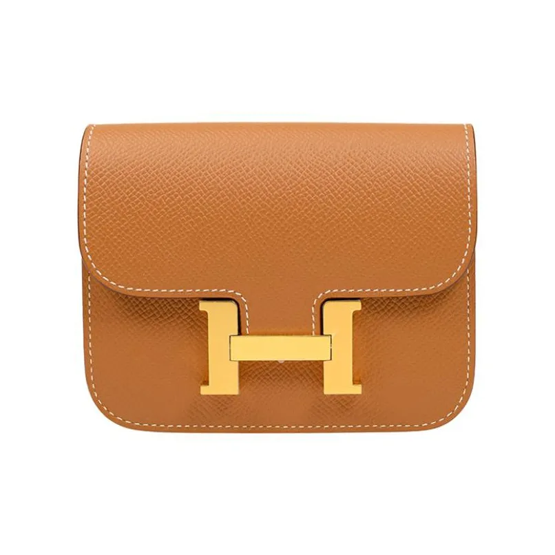 HERMES Constance Slim Epsom Calfskin Wallet, Card Holder, Fanny Pack, Crossbody Bag Regular Women's 1H Toffee