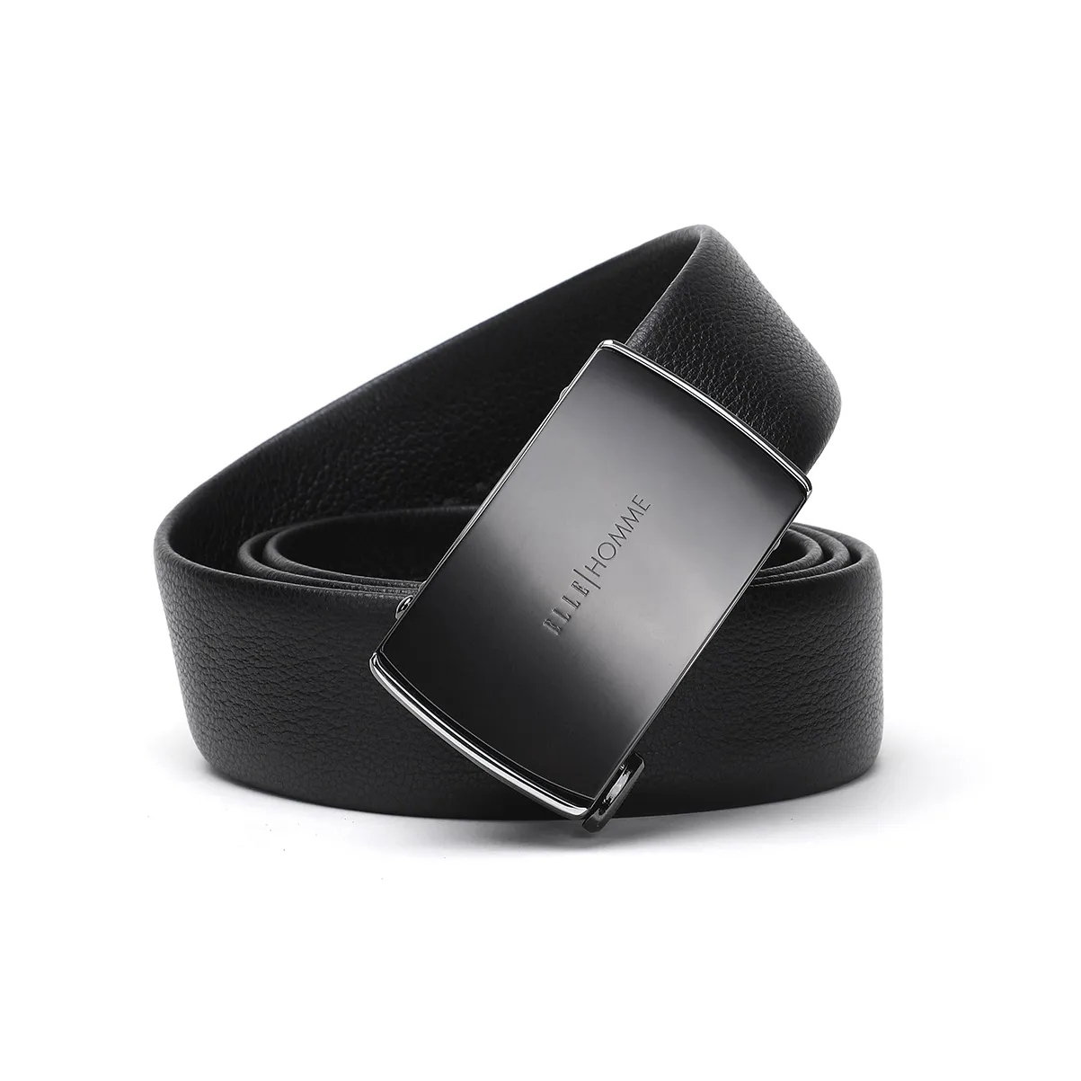 ELLE HOMME Automatic Buckle Belt For Men Genuine Leather Alloy Buckle Men's Belt Men's Black Width 3.55cm