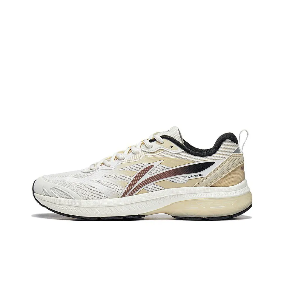 LiNing Anti Slip Wear Resistant Low Top Running Shoes Men's White Yellow