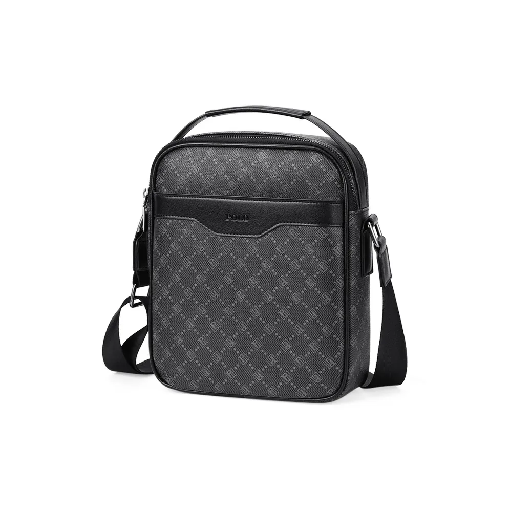 POLO PVC Shoulder Bag, Handbag Medium Size Men's Black