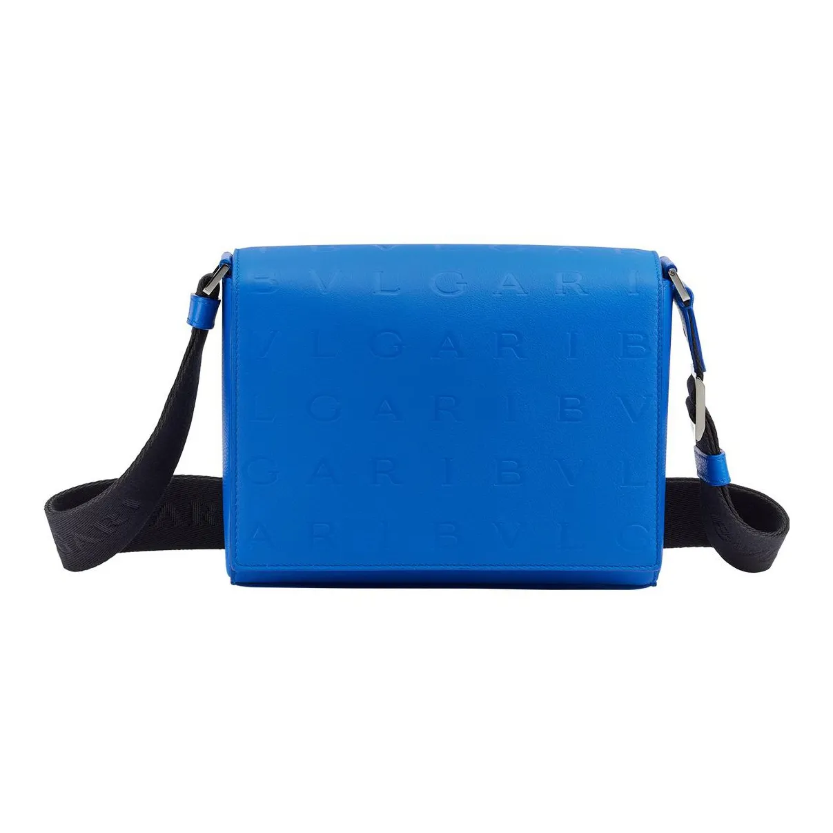 BVLGARI Calfskin Messenger Bag, Shoulder Bag, Crossbody Bag Men's Blue