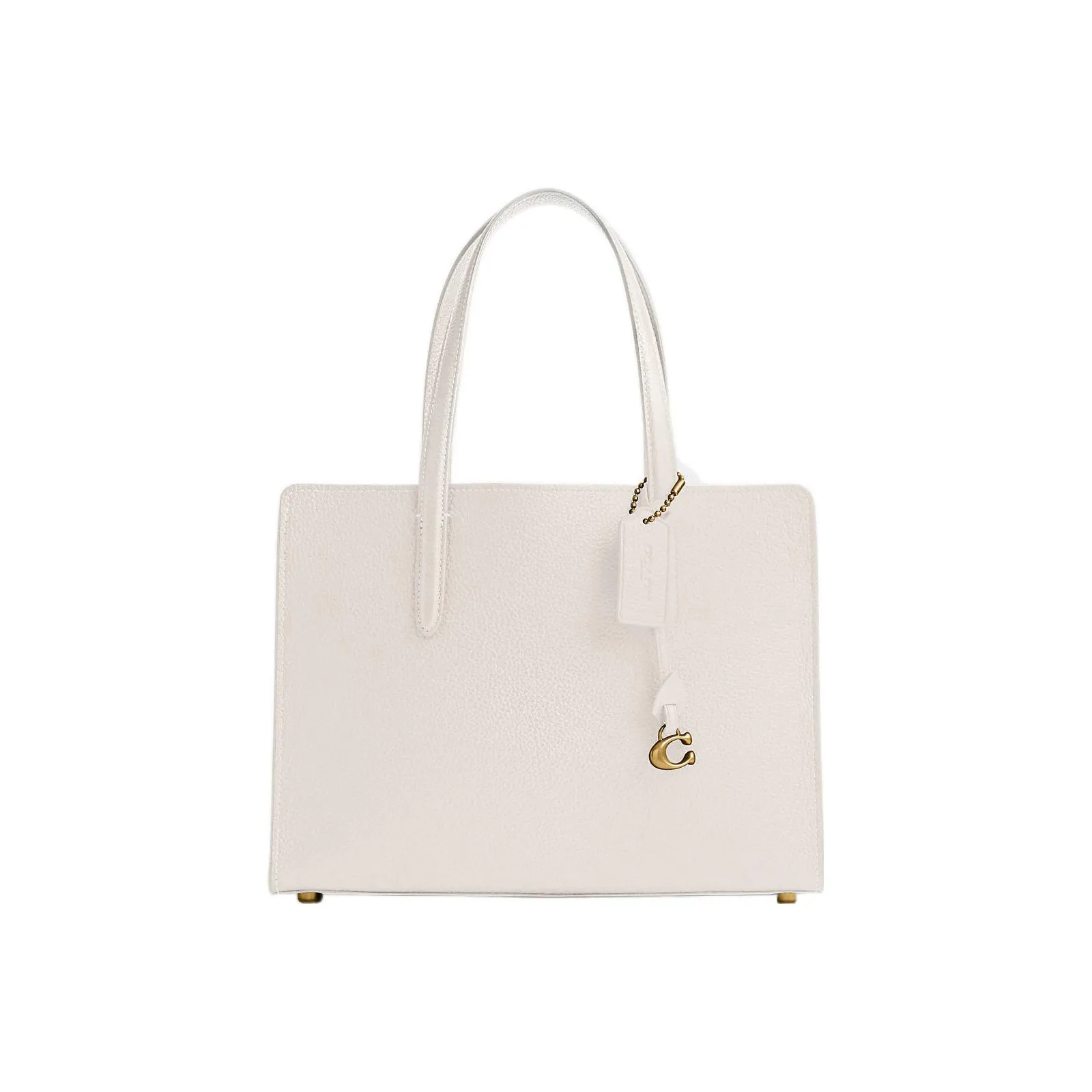 COACH Carter Pebbled Leather Tote Bag, Shopping Bag, Handbag Tubas Women's White