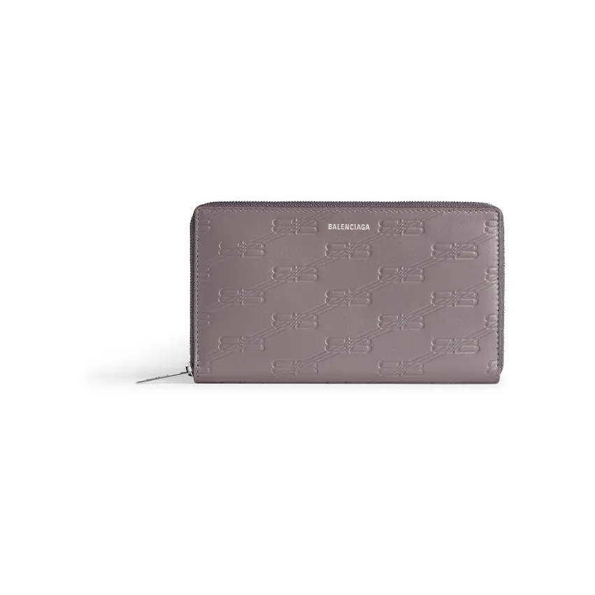 Balenciaga Logo Printed Zip Around Continental Wallet
