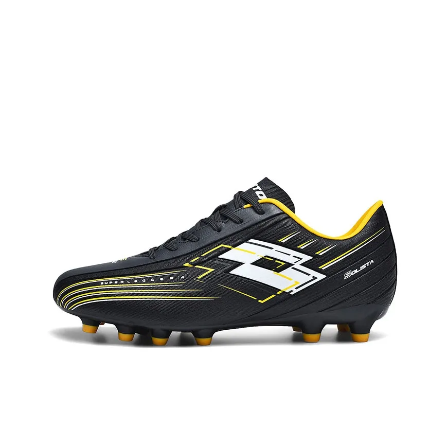 LOTTO FG Rubber Long Studs Non-slip Wear-resistant Shock Absorption Soccer Shoes Men's Black