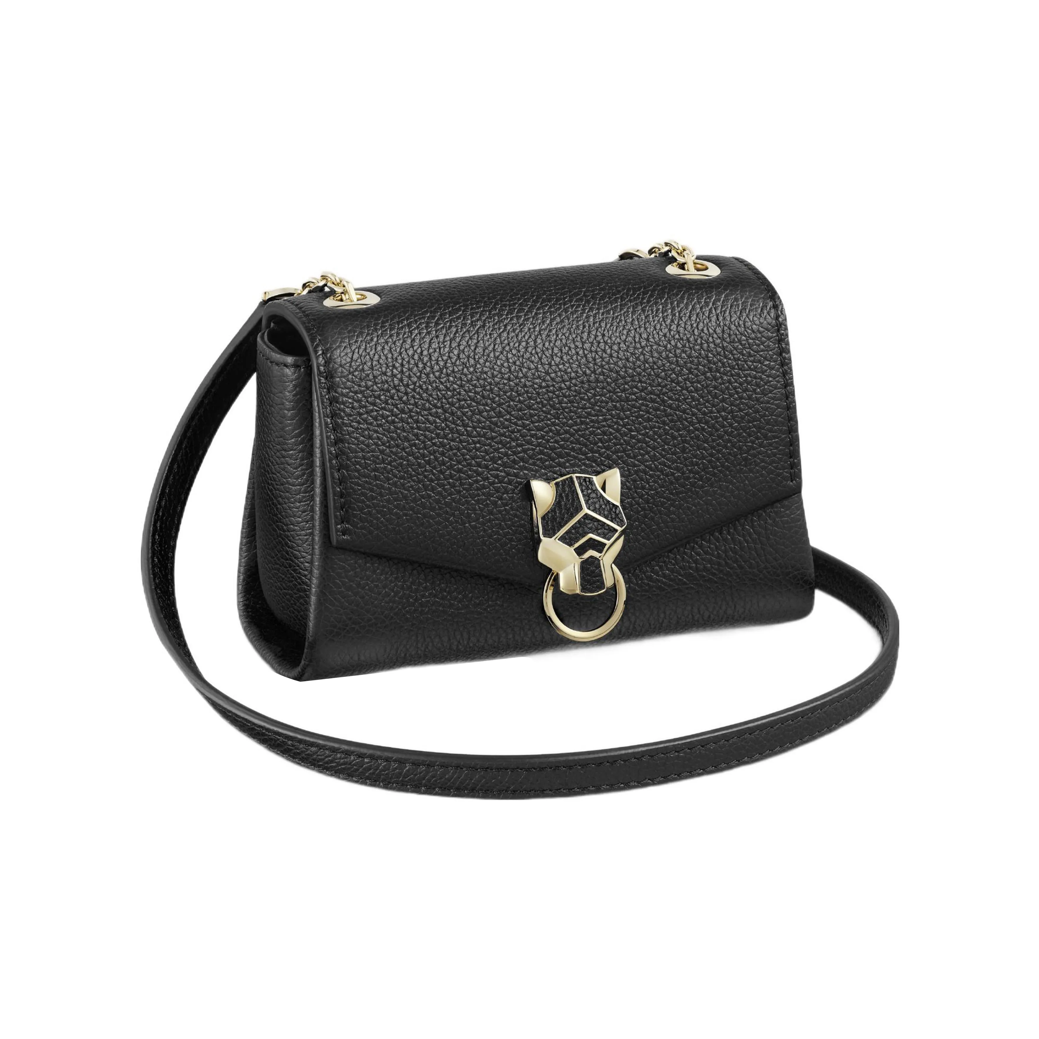 CARTIER Cow Leather Shoulder Bag, Crossbody Bag Extra Mini Women's Black