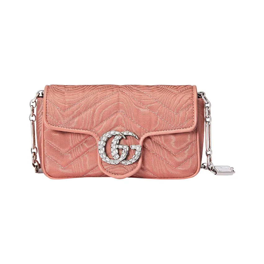 GUCCI Cloud Pattern Fabric With Leather Trim Shoulder Bag, Fanny Pack Regular Women's Pink