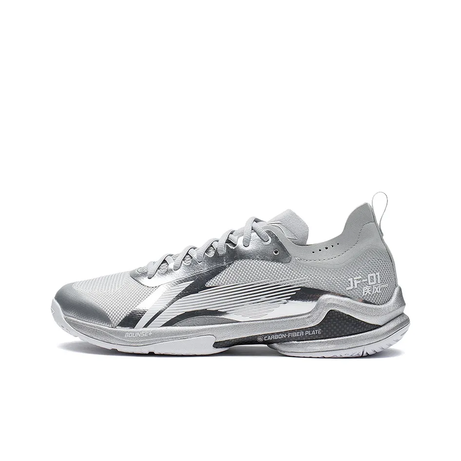 LiNing Sprint Pro Cushioning, Abrasion Resistant, Support, Impact Resistant Low Top Badminton Shoes Unisex Silver