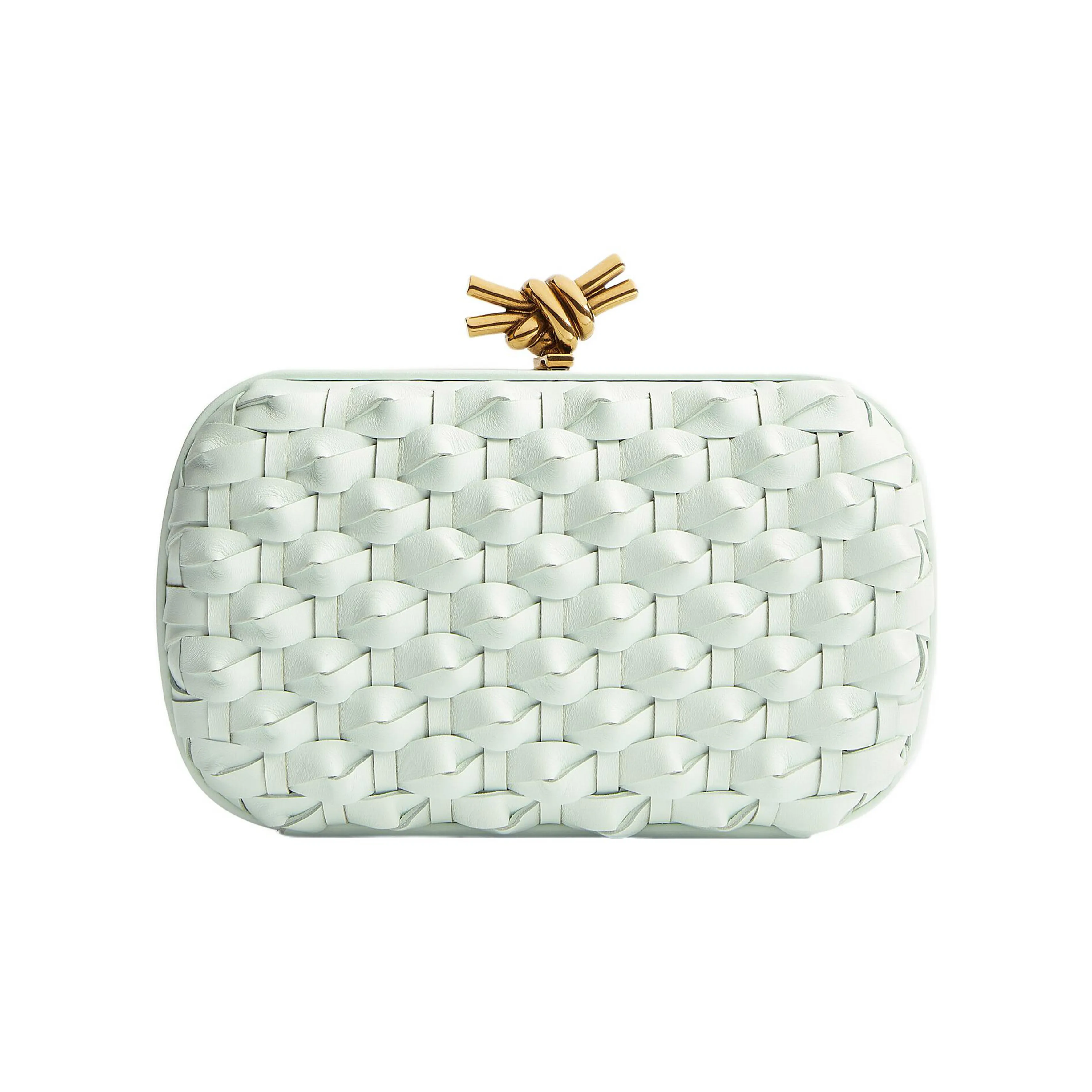 Bottega Veneta KNOT Calfskin Golden Mouth Bag Evening Clutch Bag Women's Glacier Blue