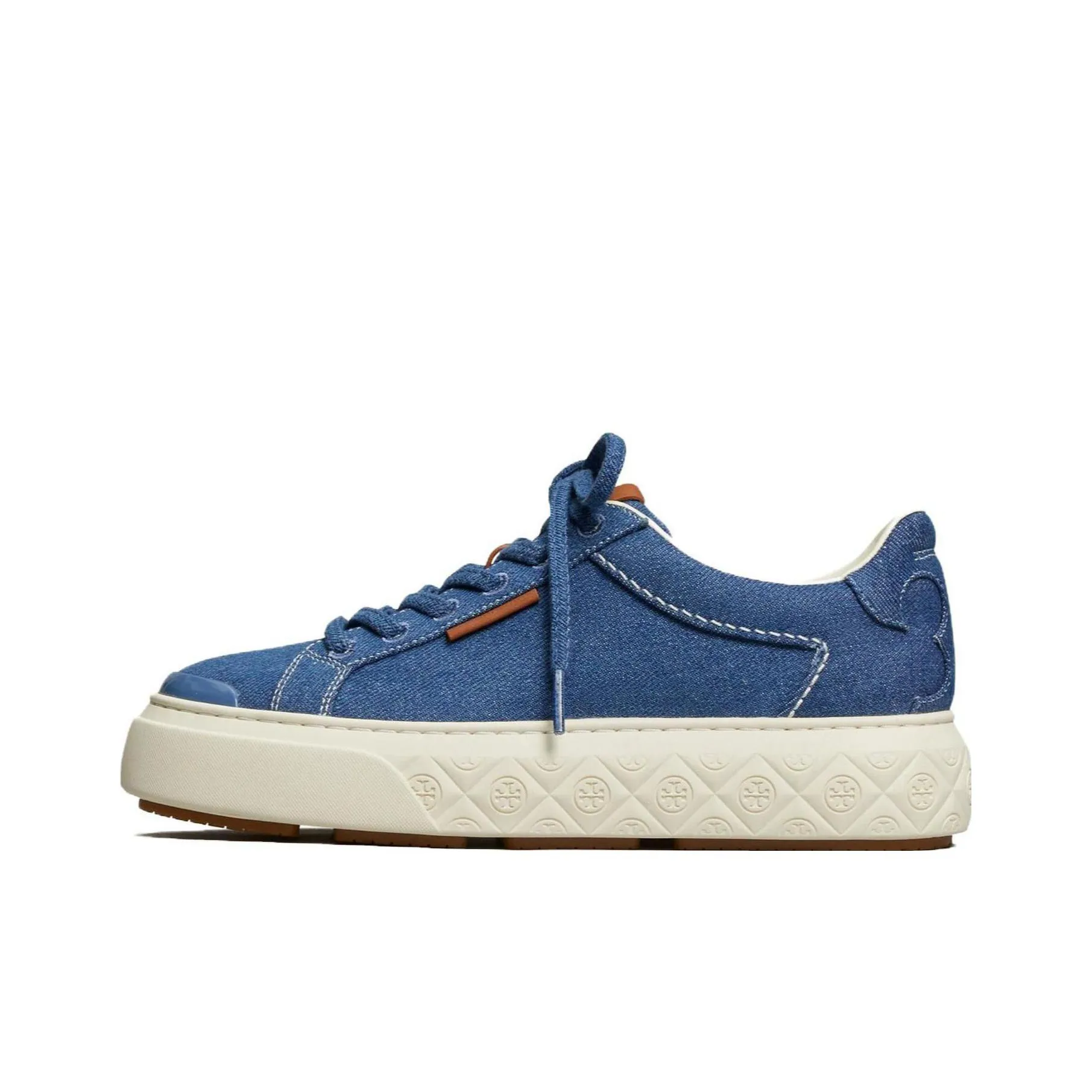 TORY BURCH Logo-patch Lace-up Denim Sneakers