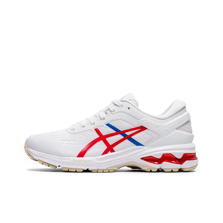 Asics Gel Kayano 26 Low Топ Беговые кроссовки Женские Белый Синий Красный