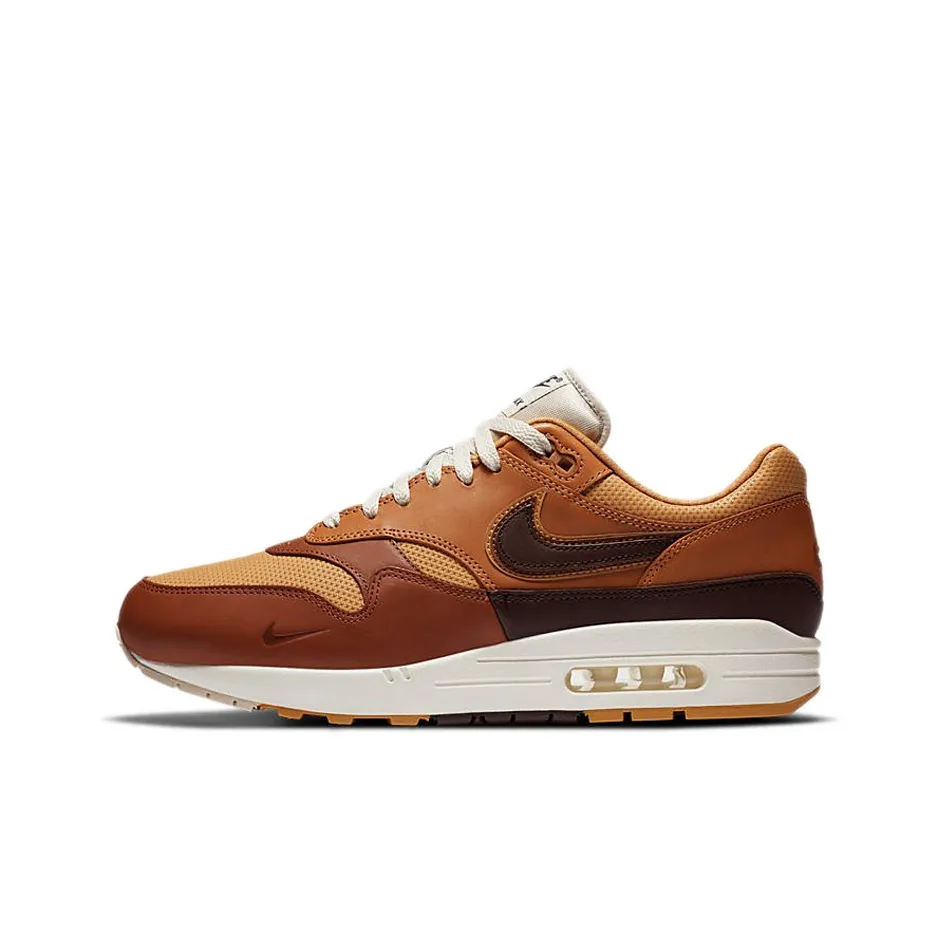 Nike Air Max 1 Low Топ Air Cushion Беговые кроссовки Унисекс Коричневый Белый