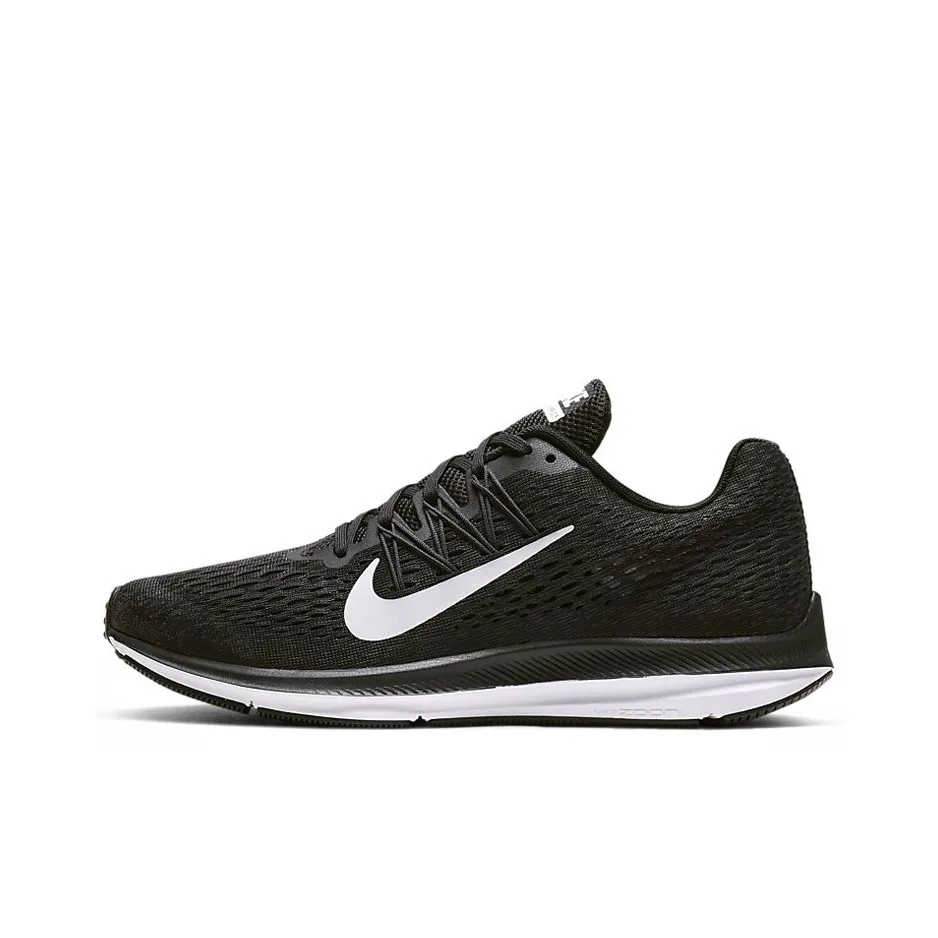 Nike Zoom Winflo 5 Амортизаторы Нижняя юбка Резистентный Низкий Топ Повседневные Беговые кроссовки Женские Черный Белый