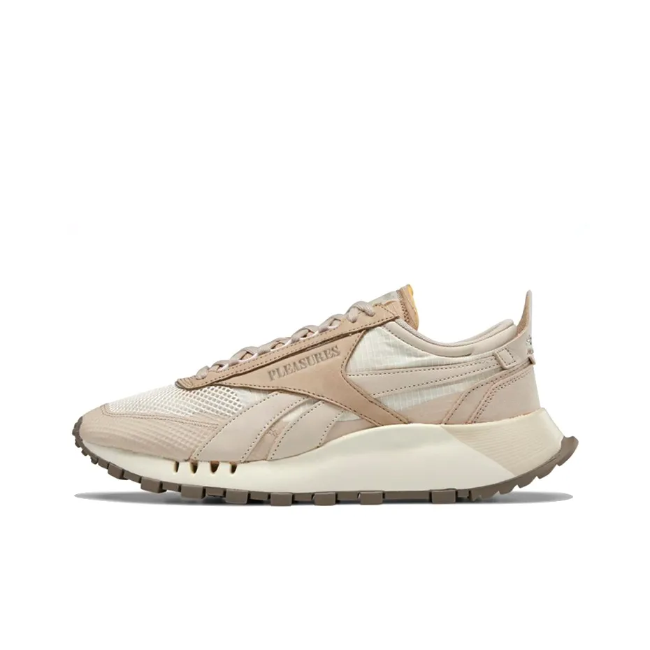 PLEASURES x Reebok совместный бренд Classic Leather Амортизация и Дышащий Низкий Топ Беговые кроссовки Unisex Light Коричневый