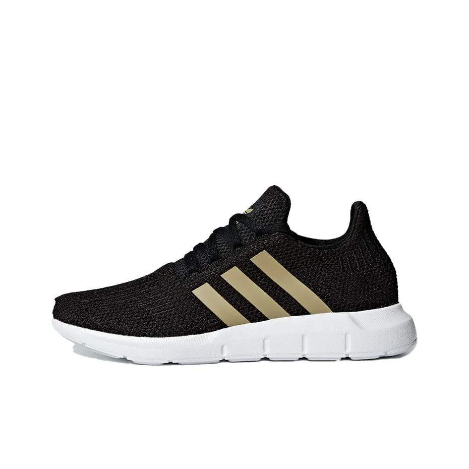 Adidas Originals Swift Run Амортизирующие низкие кроссовки для бега Marathon противоскользящие женские черный золотой