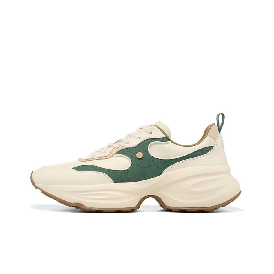 LI NING 1990 Clouds Rebound Cushioning Slip Resistant Low Top Running Shoes Men's Yellow Green Khaki