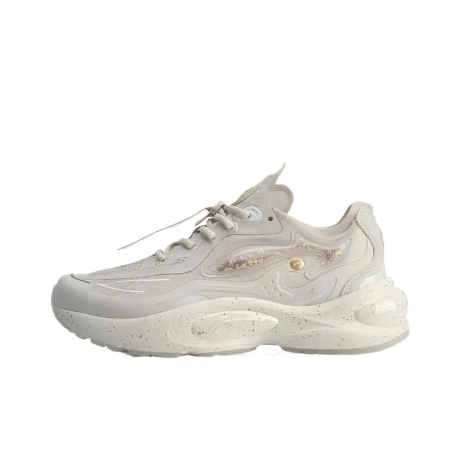 LiNing V8 1,5 Противоскользящий Устойчивый к износу Легкий Низкий Топ Беговые кроссовки Женские Белые Золотые