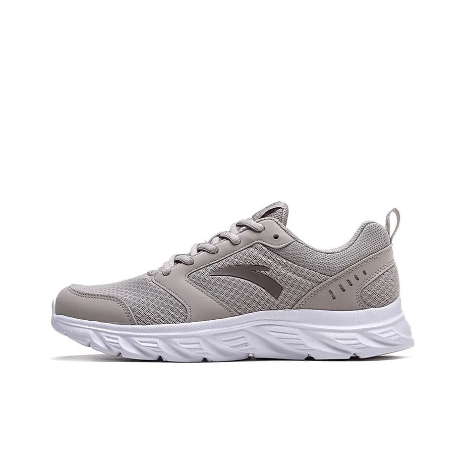 Anta Cushioning, Breathable, Lightweight Low Top Running Shoes Men's Gray White