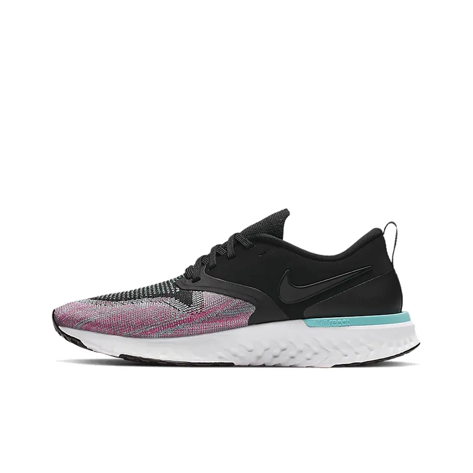 Nike Odyssey React 2 Flyknit Black Hyper Jade Ember Glow Women's