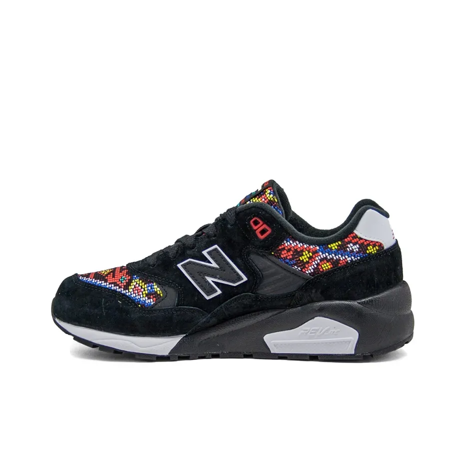 New Balance NB 580 Амортизация Покрытие Низкий Топ Беговые кроссовки Женские Черный Белый