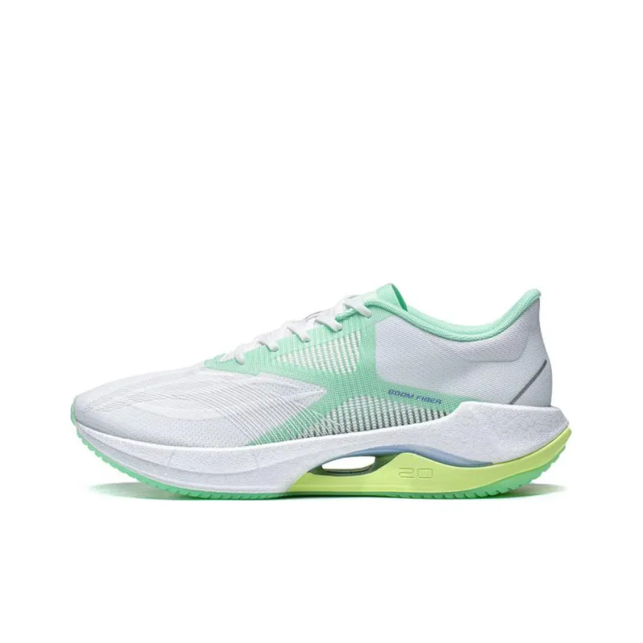 LiNing Super Light 20 Cushioned Slip Resistant Abrasion Resistant Low Top Casual Running Shoes Women's White Green