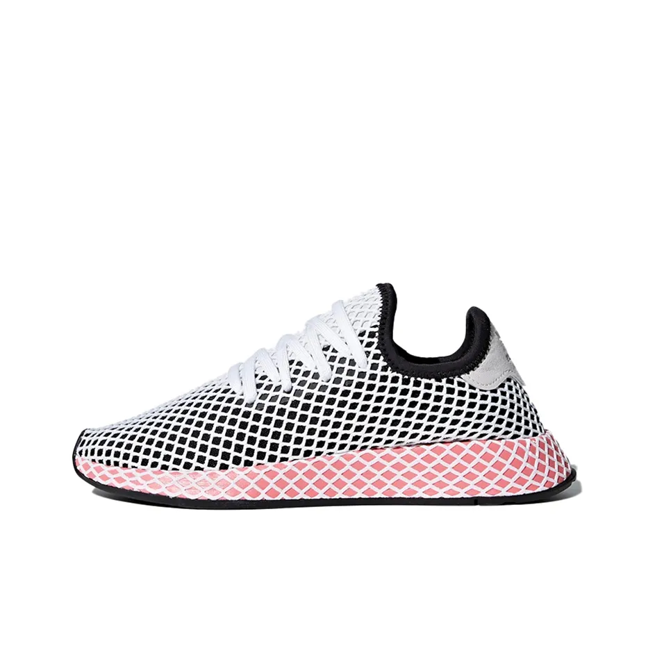 Adidas Originals Deerupt Аbrasion Resistant Дышащий Низкий Топ Повседневные Беговые Кроссовки Женские Белые Черные Розовые