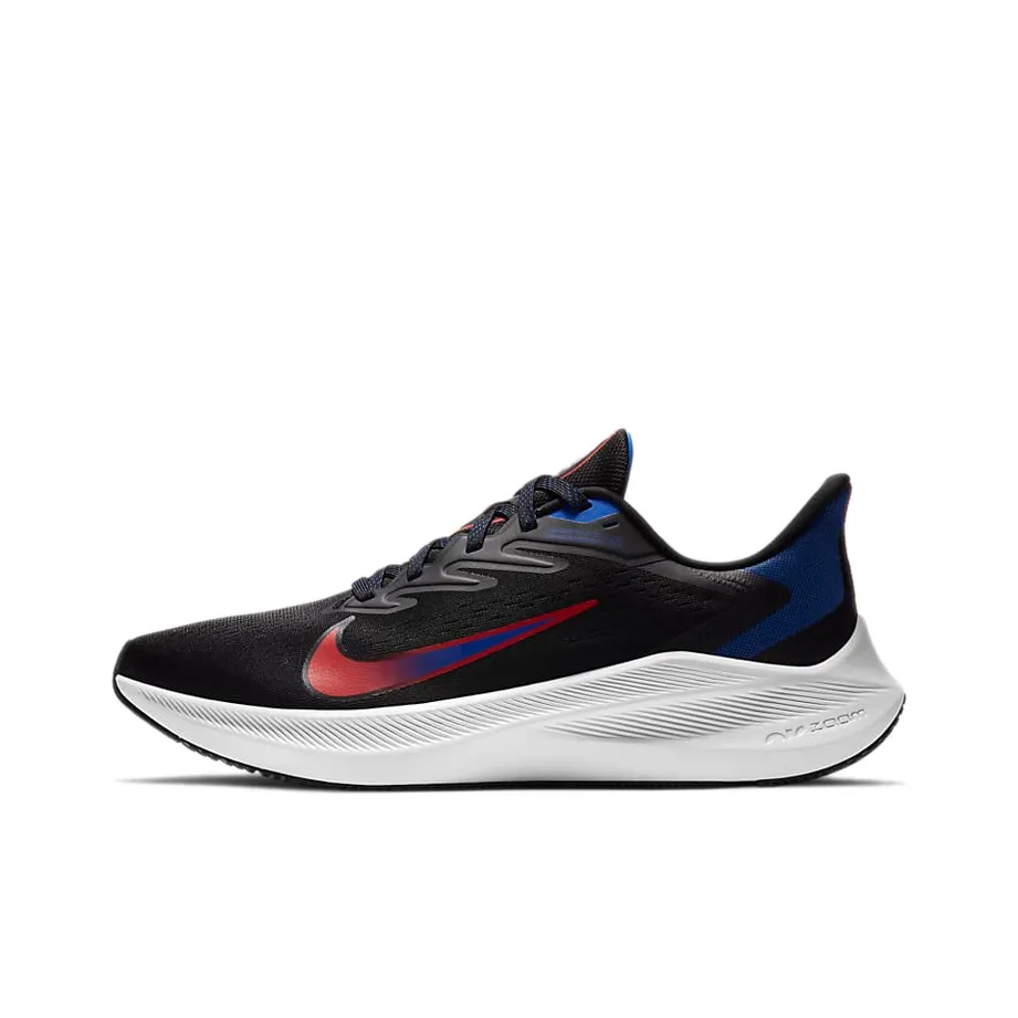 Nike Zoom Winflo 7 Амортизаторы Slip-resistant Дышащий Низкий Топ Марафон Беговые кроссовки Мужские Черный Синий Красный