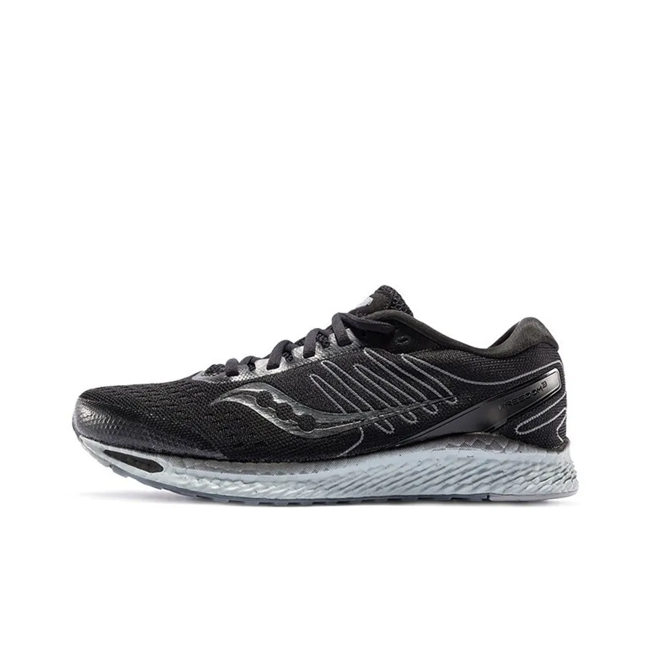 Saucony Freedom 3 Амортизаторы Slip-resistant устойчивые к истиранию Низкий топ Беговые кроссовки Мужские Черный Серебряный