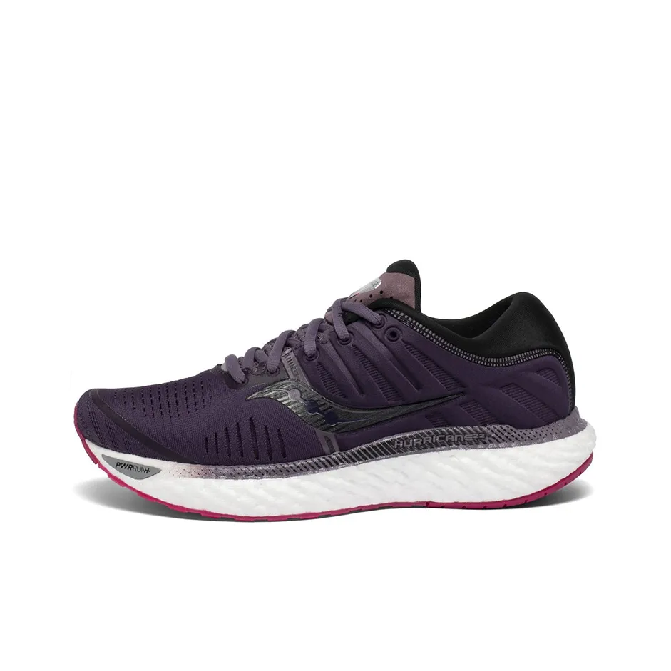 Saucony Hurricane Cushioning Lightweight Slip Resistant Support Low Top Running Shoes Women's Purple Black