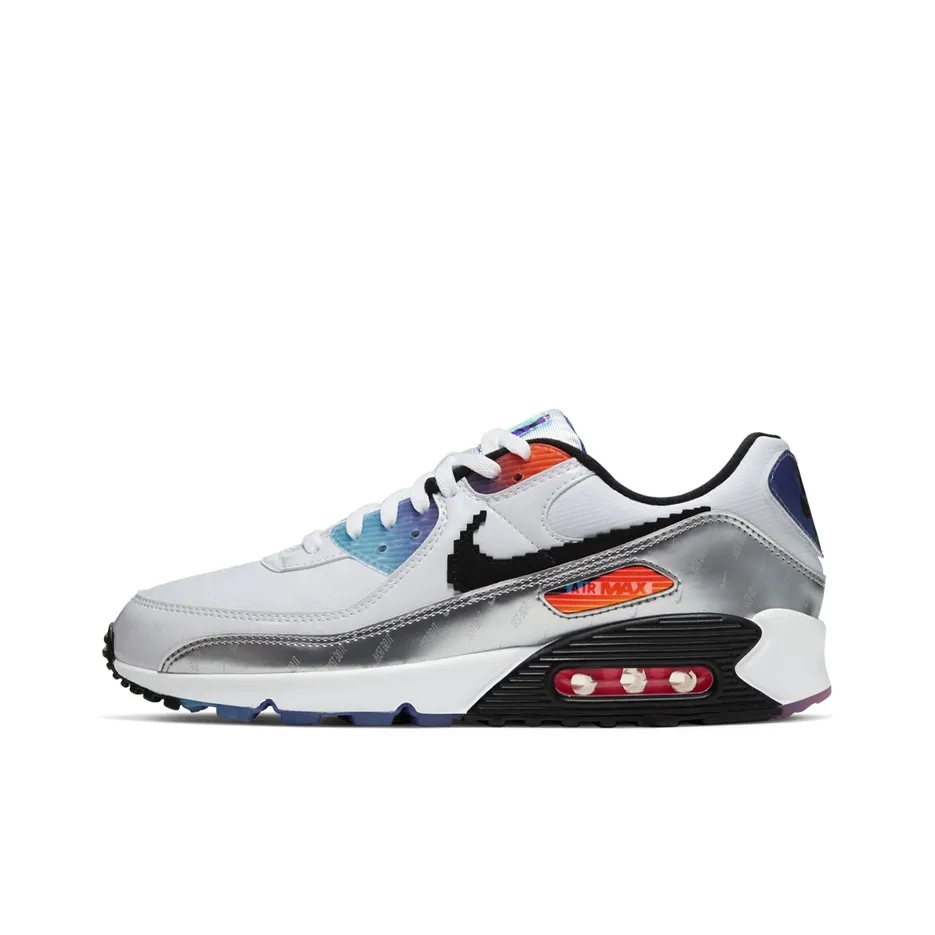 Nike Air Max 90 Running Shoes Men Low Top White Silver