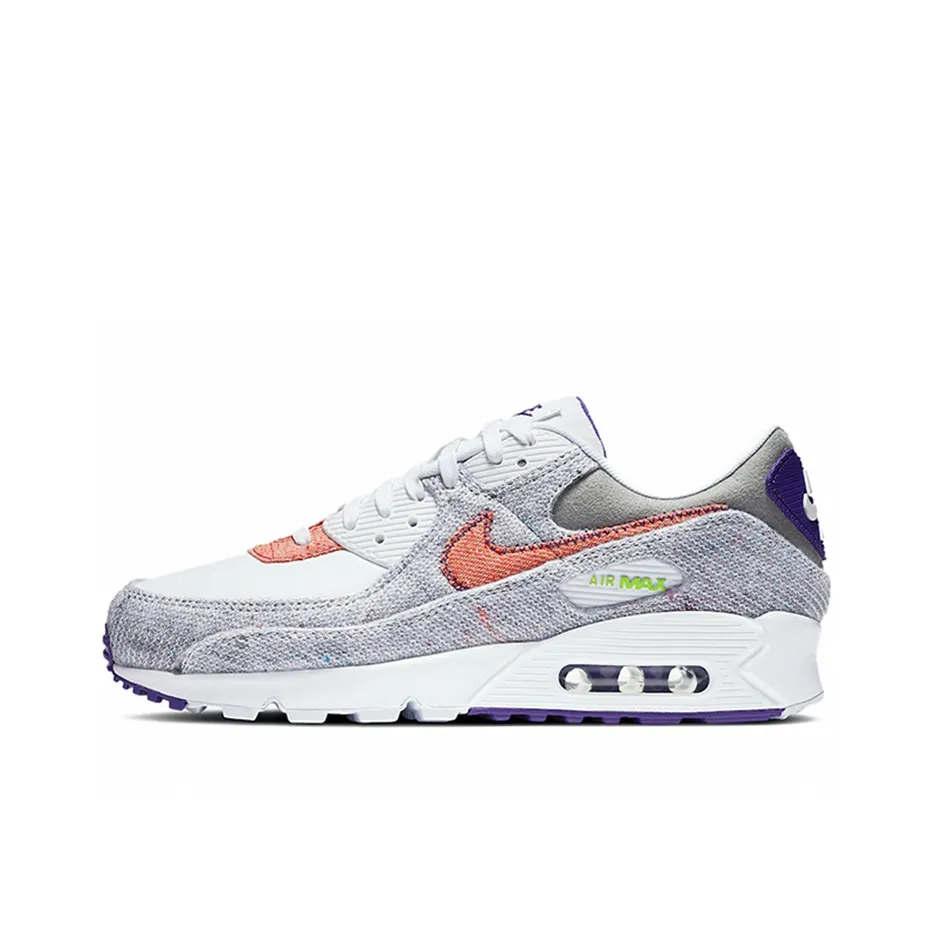 Nike Air Max 90 Low Топ Air Cushion Повседневные Беговые кроссовки Унисекс Серый Белый Фиолетовый