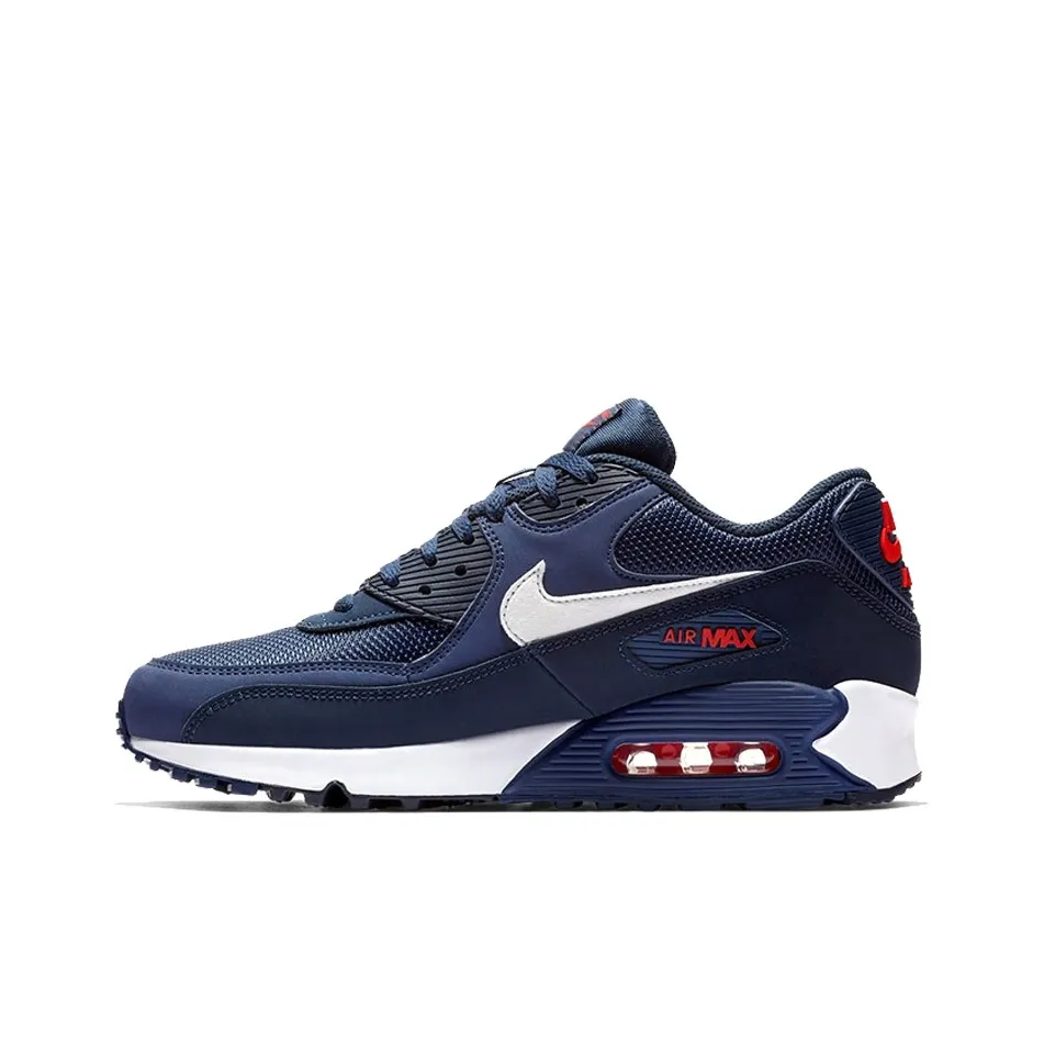 Nike Air Max 90 Low Топ Беговые кроссовки Мужской Темно-синий Белый