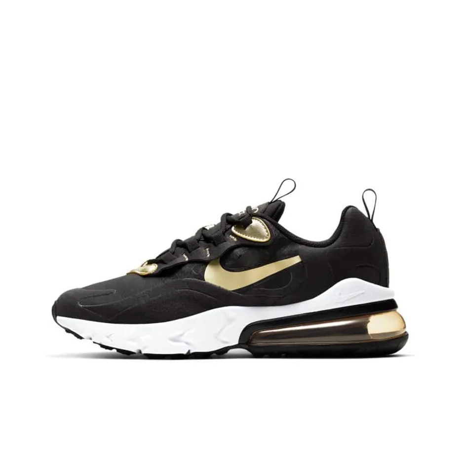 Nike Air Max 270 React Black Metallic Gold Star GS