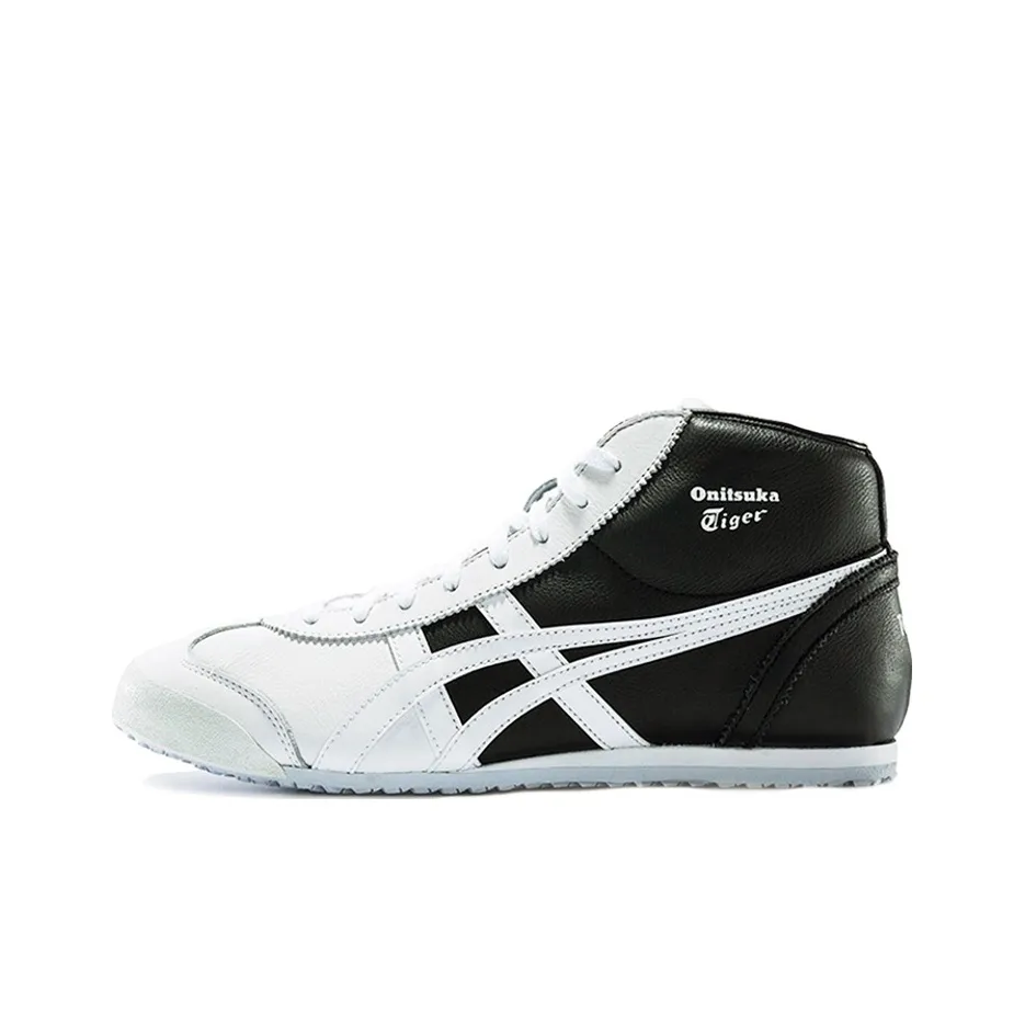 Onitsuka Tiger Mexico Mid Runner Slip-resistant Abrasion-resistant MID Топ Беговые кроссовки Унисекс Черный Белый