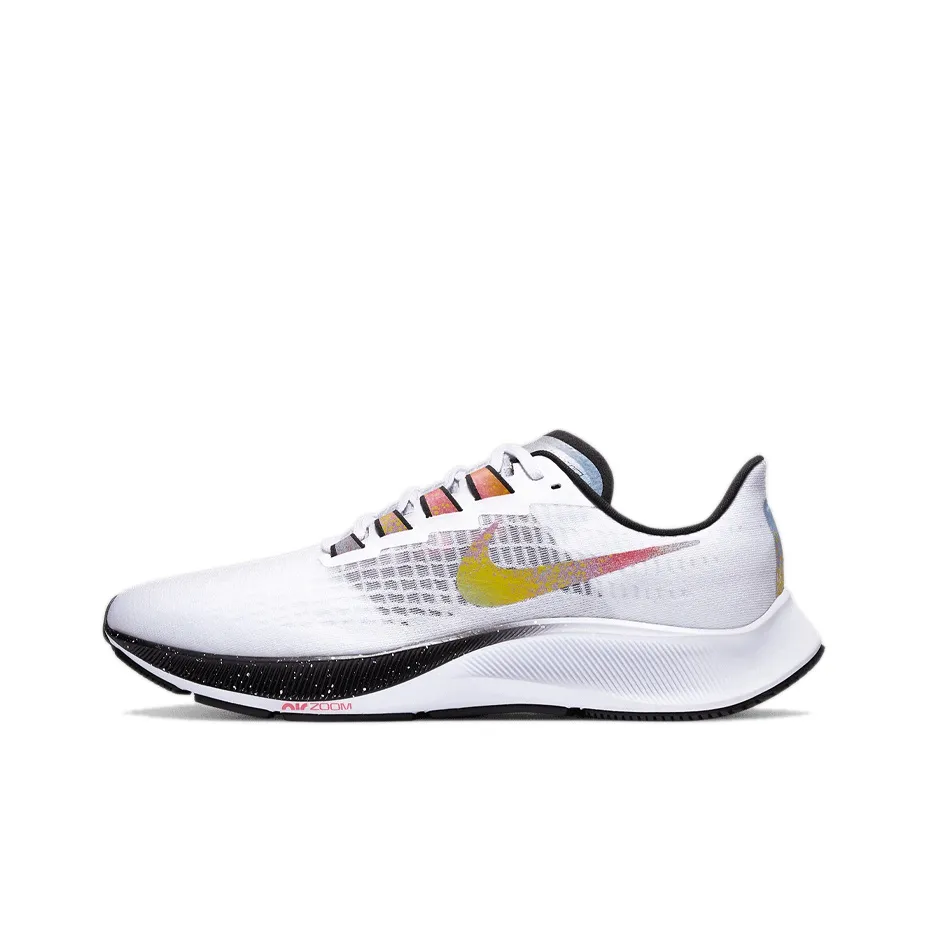 Nike Pegasus 37 Амортизаторы Slip-resistant Низкий топ Марафон Беговые кроссовки Мужской Белый Черный Радужный