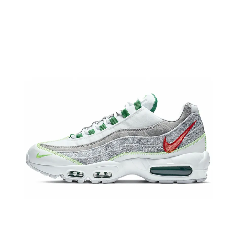 Nike Air Max 95 Low Топ Air Cushion Беговые кроссовки Мужские Серый Белый Зеленый