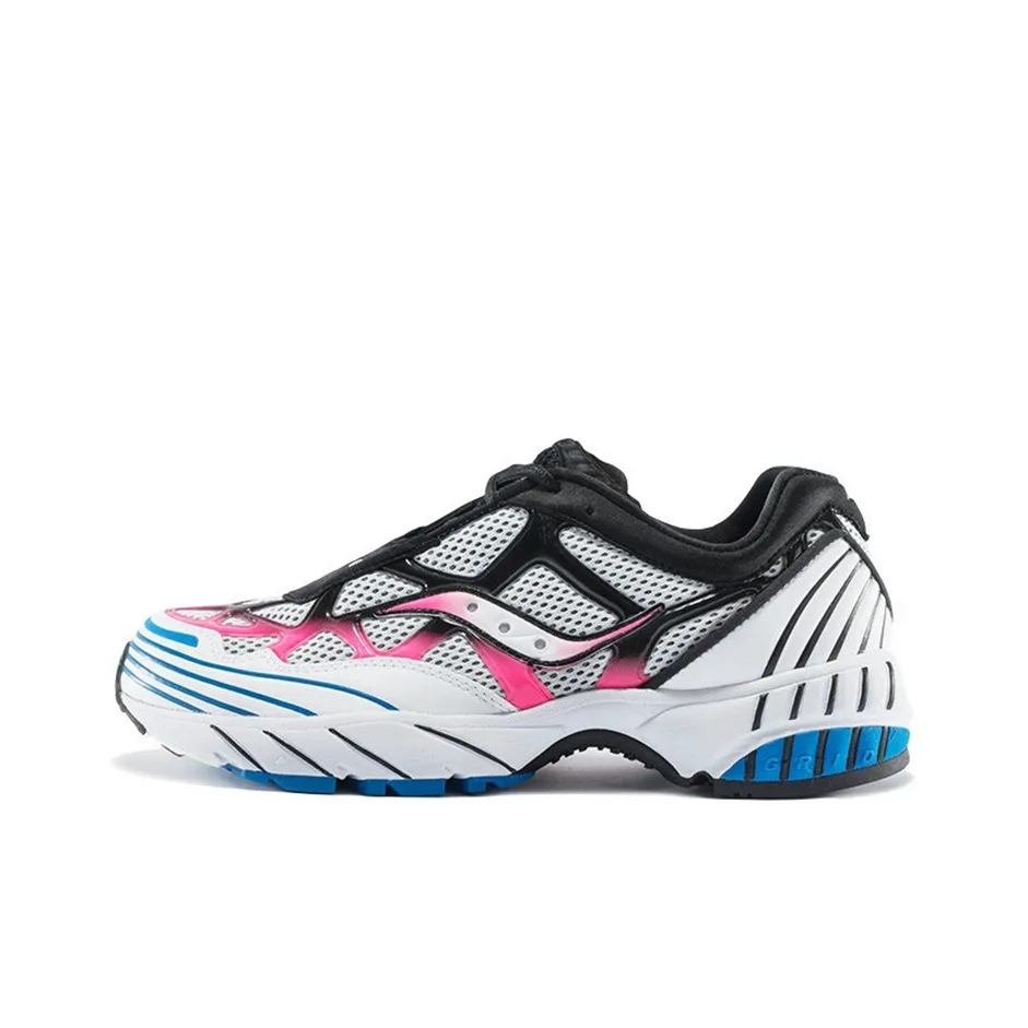 Saucony Grid Web Амортизация Устойчивый к истиранию низ Легкий низкий топ беговых кроссовок Мужские Белый Розовый Синий