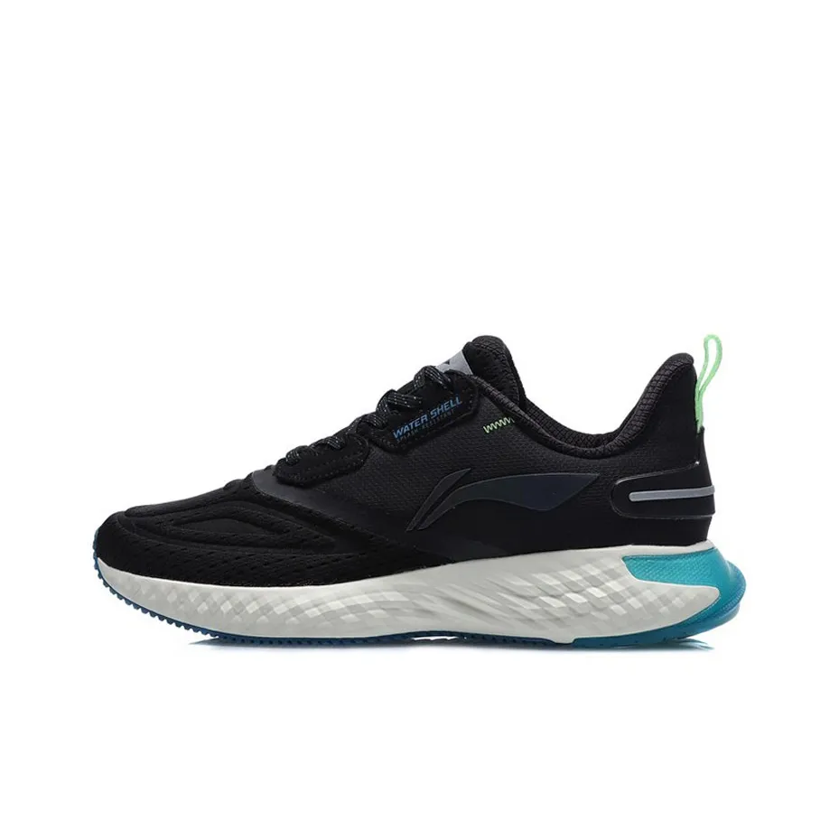 LiNing SHIELD Cushioned Anti-Slip Wear-Resistant And Water-Resistant Low-Top Running Shoes Men's Black White Blue