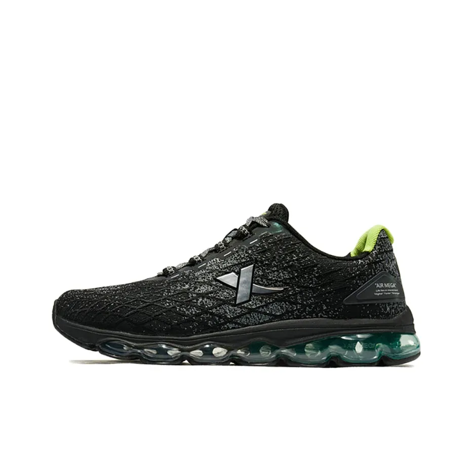XTEP Generation 1 Air Cushion Cushioned Slip Resistant Abrasion Resistant Low Top Running Shoes Black Green