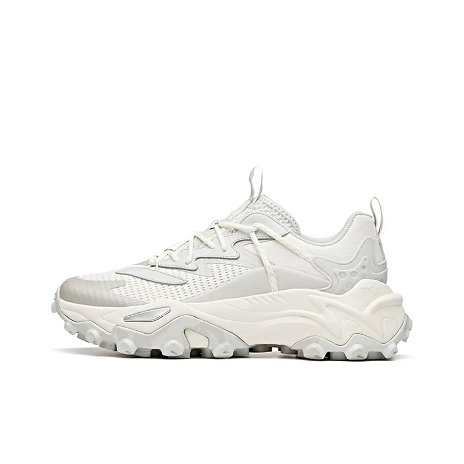 ANTA Амортизирующие подошва Устойчивая к истиранию Дышащий Низкий топ Беговые кроссовки Мужские Белый Серый