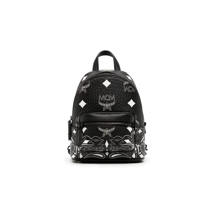 MCM Canvas With Leather Backpack Women's Black