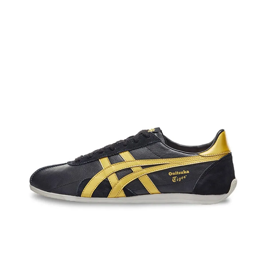 Onitsuka Tiger Runspark Non Slip Легкий Низкий Топ Повседневные Беговые Кроссовки Унисекс Черный Золото