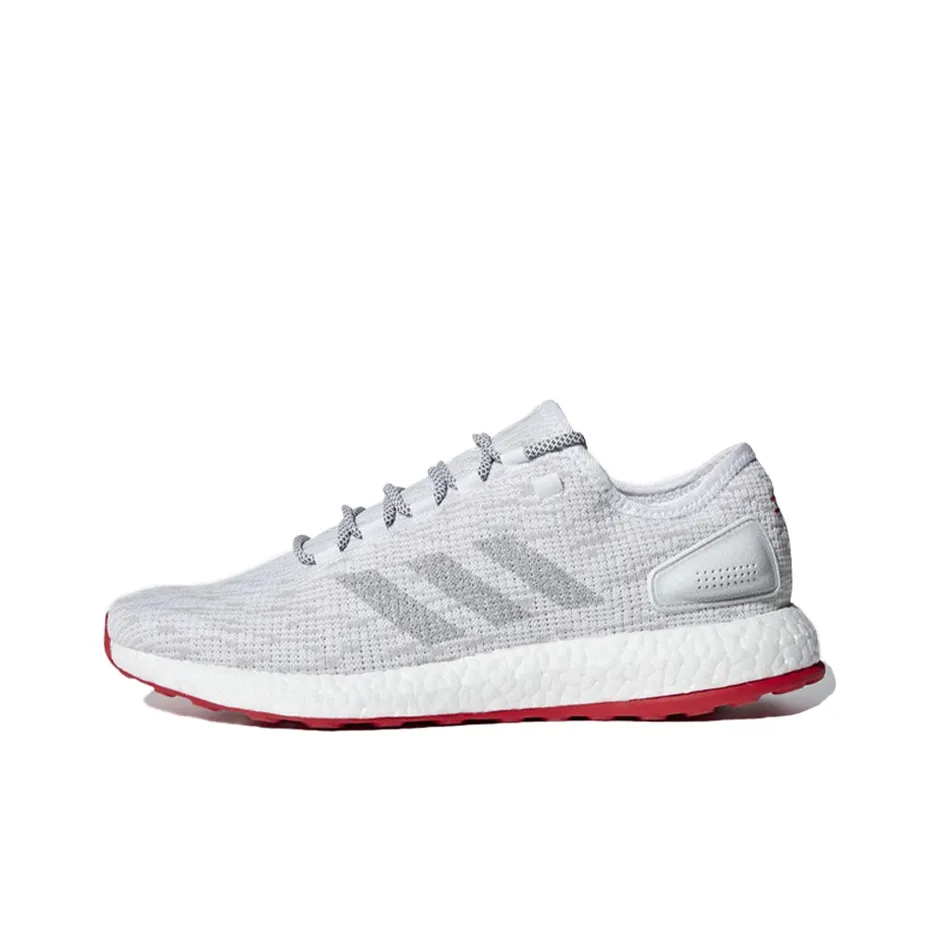 Adidas Pure Boost Lightweight Anti-Slip Low-Top Running Shoes Unisex Gray White Red