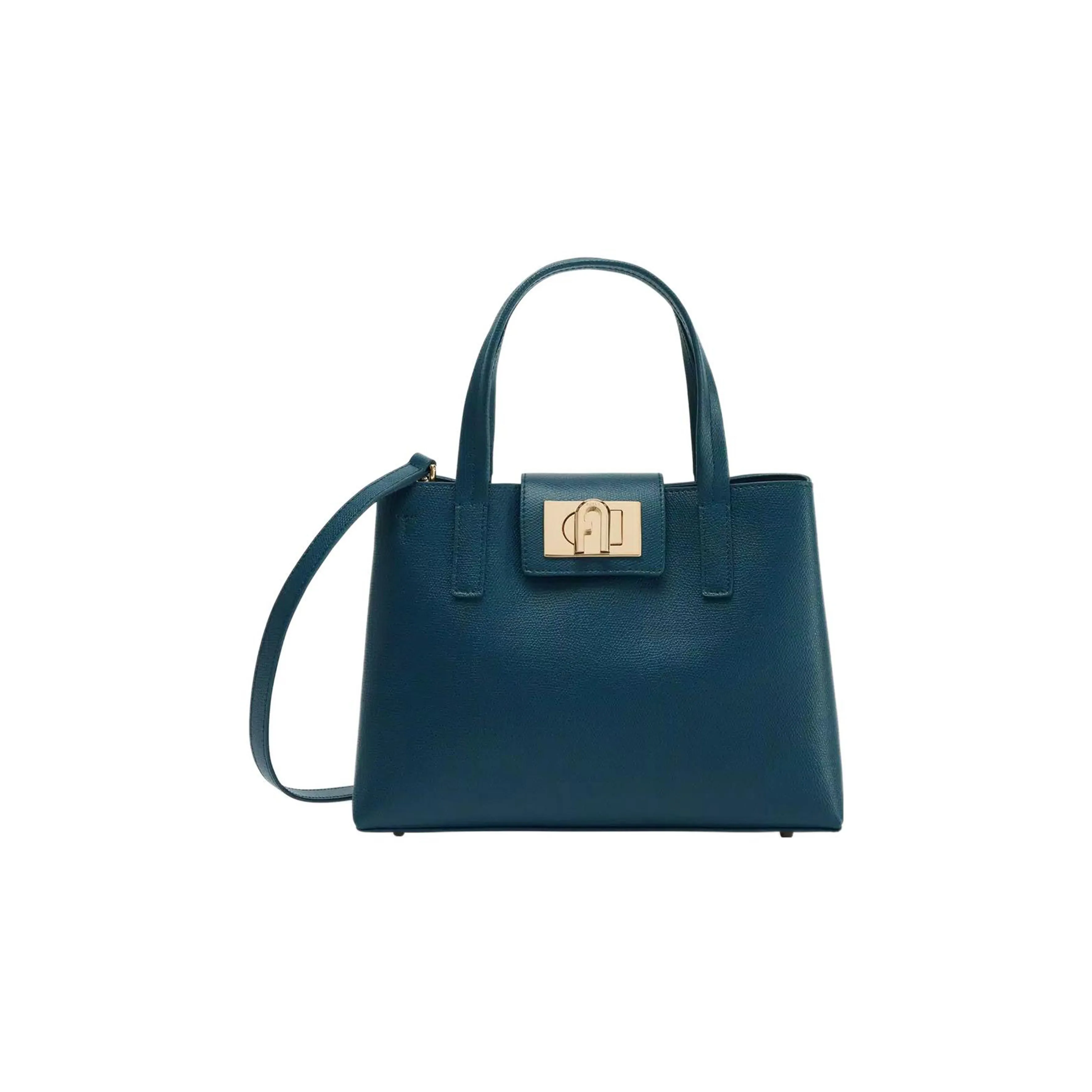 Furla 1927 Collection Кожа Тоут Сумка Сумка для покупок Сумка через плечо Сумка среднего размера Женская Темно-синяя