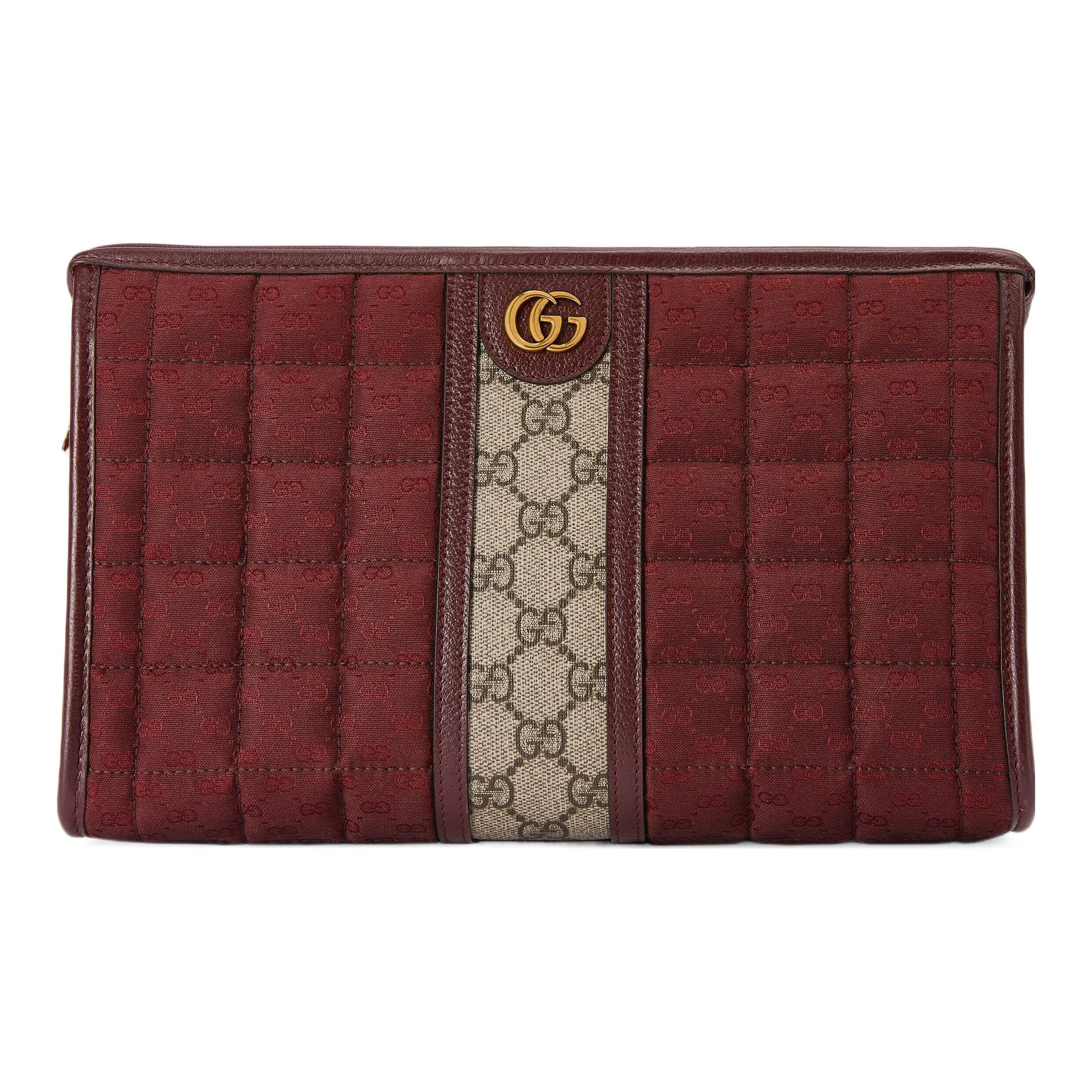 GUCCI Canvas Кожаная вставка Холст Сумка-клатч Мини Мужская Бордовая